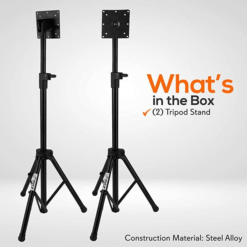 LED TV Tripod Stand - 2 Pcs Portable TV Stand, Foldable TV Stand Mount, Fits LCD Flat Panel Screen TV Up to 32" w/Adjustable Tilt & Height, 22lbs Weight Capacity, VESA 75, 100 - PTVSTNDPT3215X2