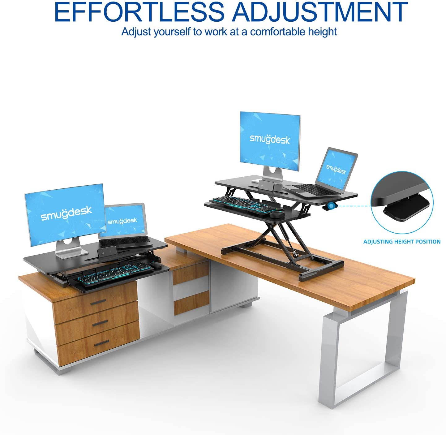 SMUGDESK Standing Gaming Desk 36", X- Shaped Large E-Sports Desk Ergonomic Tabletop Workstation Desk Riser, Home Office Desk with Keyboard Tray for Laptop