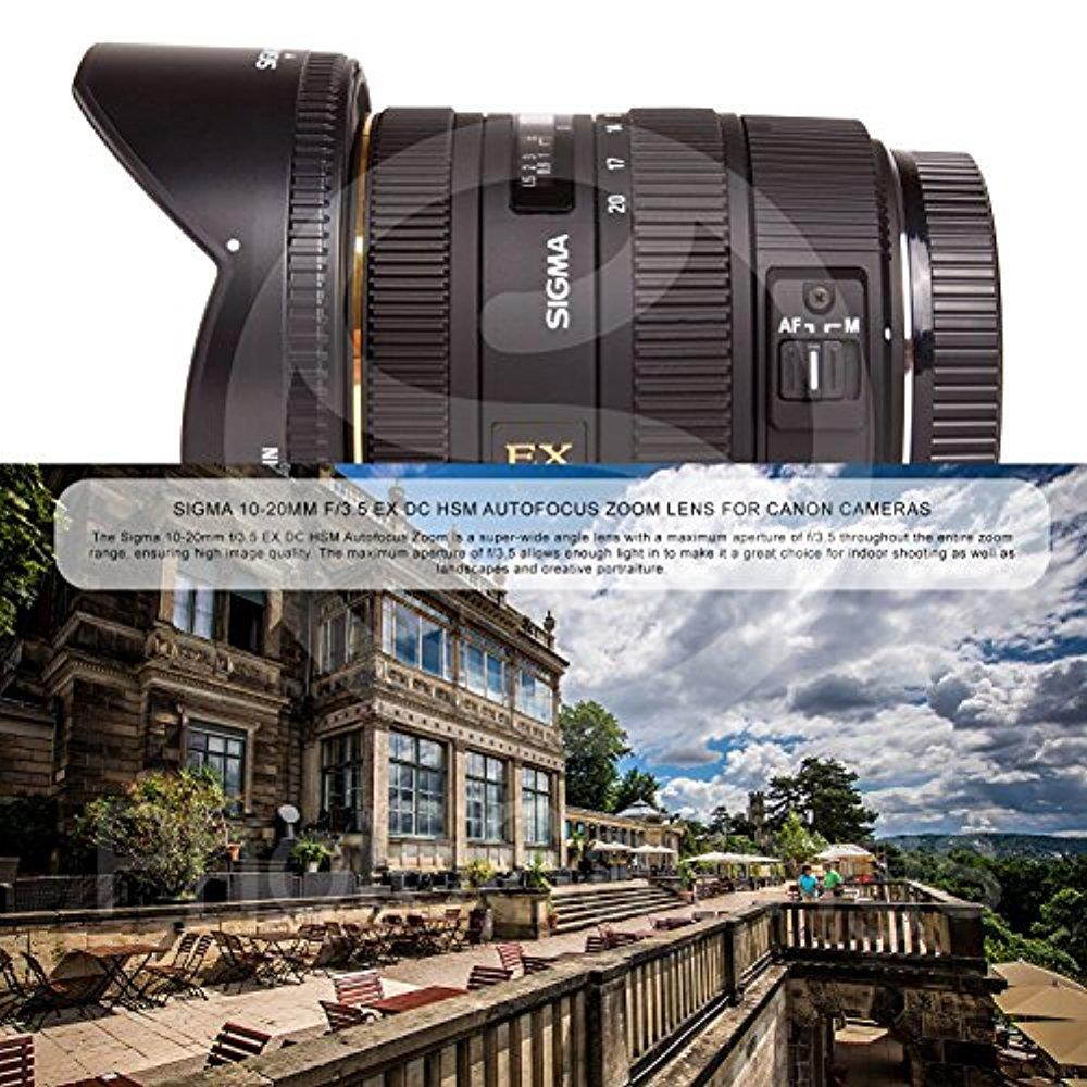 Sigma 10-20mm f/3.5 EX DC HSM Autofocus Zoom Lens For Canon DSLRs and Bundle w/ Remote + Xpix 2-in-1Tripod + Deluxe Xpix Cleaning Kit + More