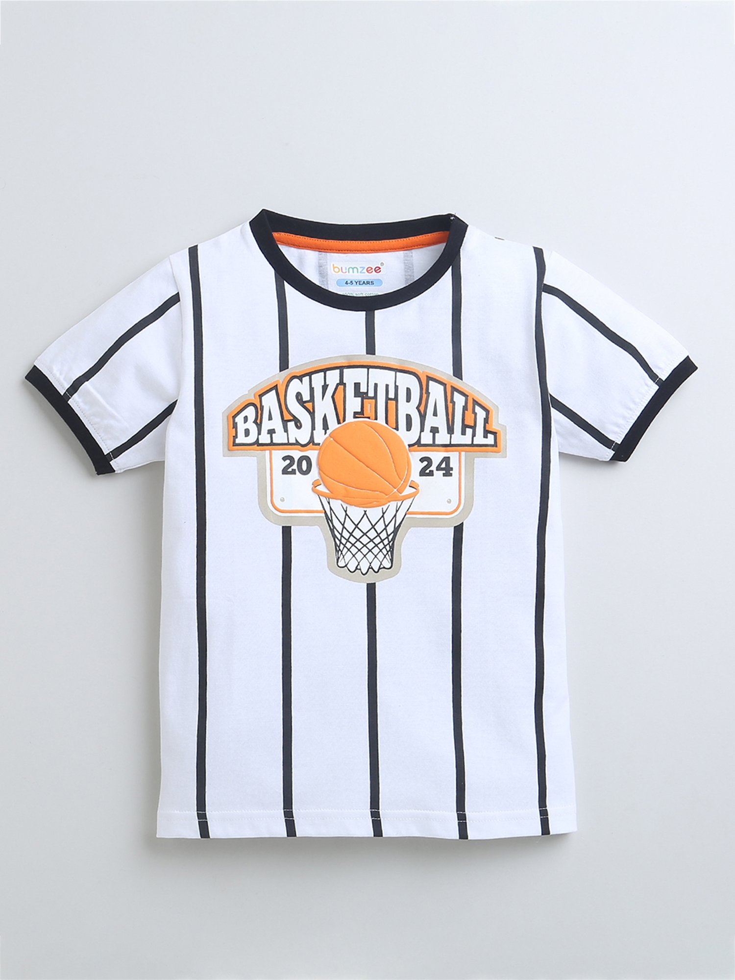 Bumzee Kids White Striped T-Shirt