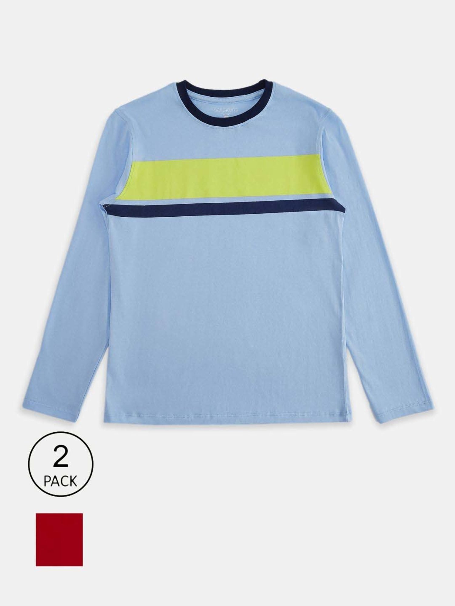 Pantaloons Junior Blue & Red Cotton Printed Full Sleeves T-Shirts