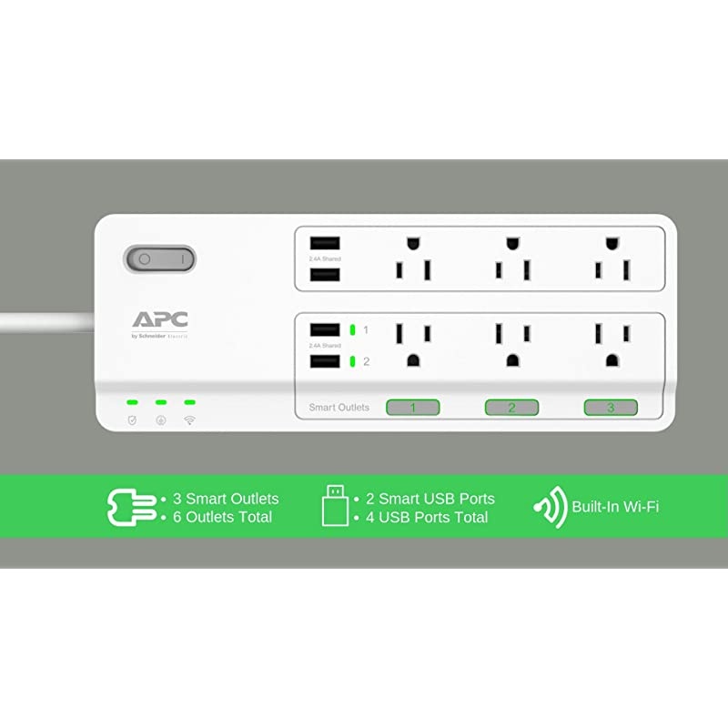 Smart Plug Wifi Power Strip with USB Ports PH6U4X32W 3 Smart Plugs that Work with Alexa 6 Outlets Total 2160 Joule Surge Protector White