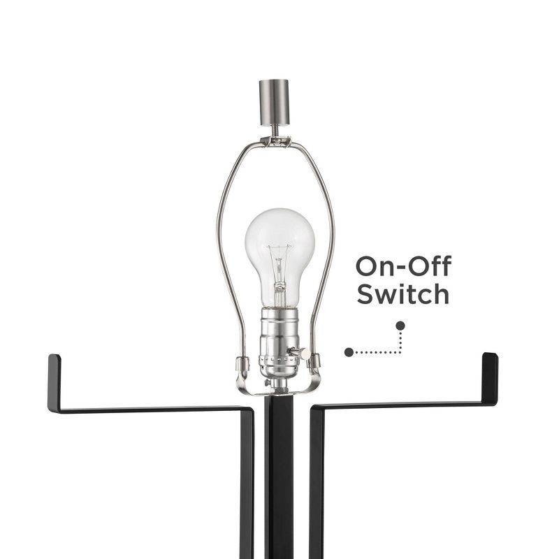 Franklin Iron Works Industrial Table Lamp with USB Charging Port Black Nickel Double Shade Living Room Bedroom House Bedside Home