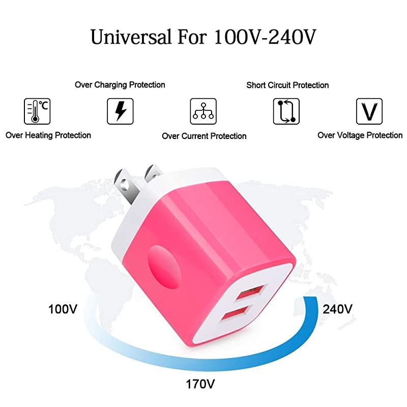 Wall Charger Charger Adapter Charger Block Double Wall Charger Plug 3Pack 21Amp Dual Port Cube Power Adapter Compatible with iPhone 876 PlusX iPad Samsung Galaxy S5 S6 S7 Edge Kindle