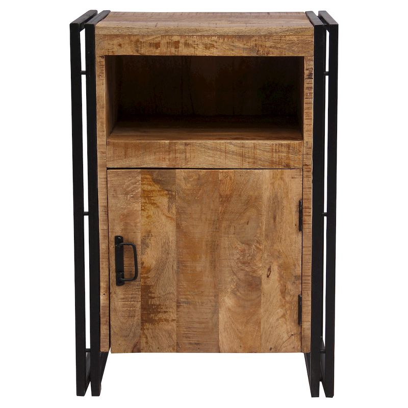 Industrial Reclaimed Wood and Iron 1 Door Accent Table (31.5H x 22W x 16D) Natural - Timbergirl