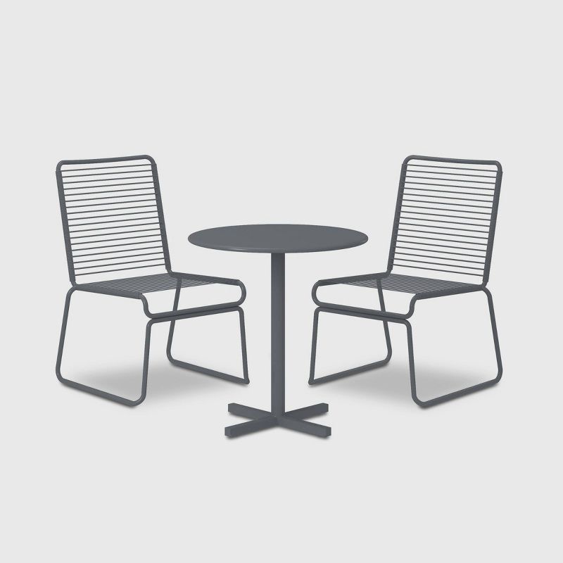 Nyla 3pc Patio Bistro Set - Charcoal Gray - CosmoLiving