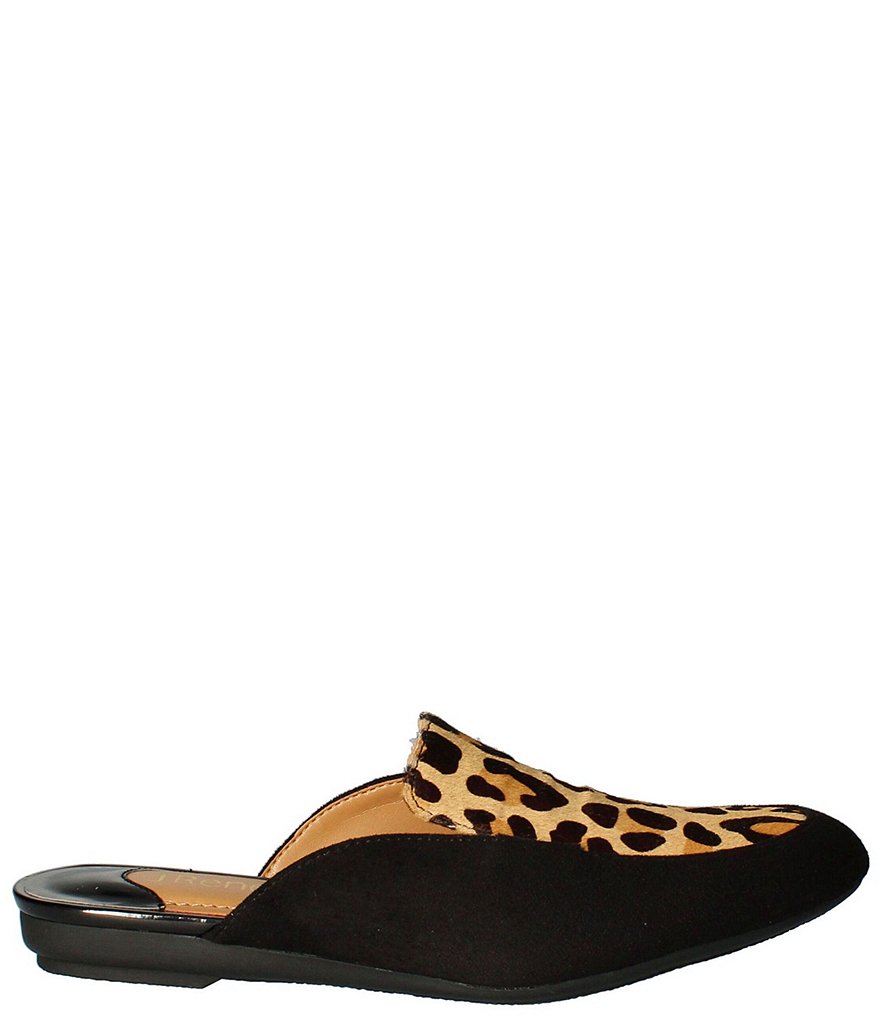 J. Renee Haziza Leopard Print Calf Hair Mules