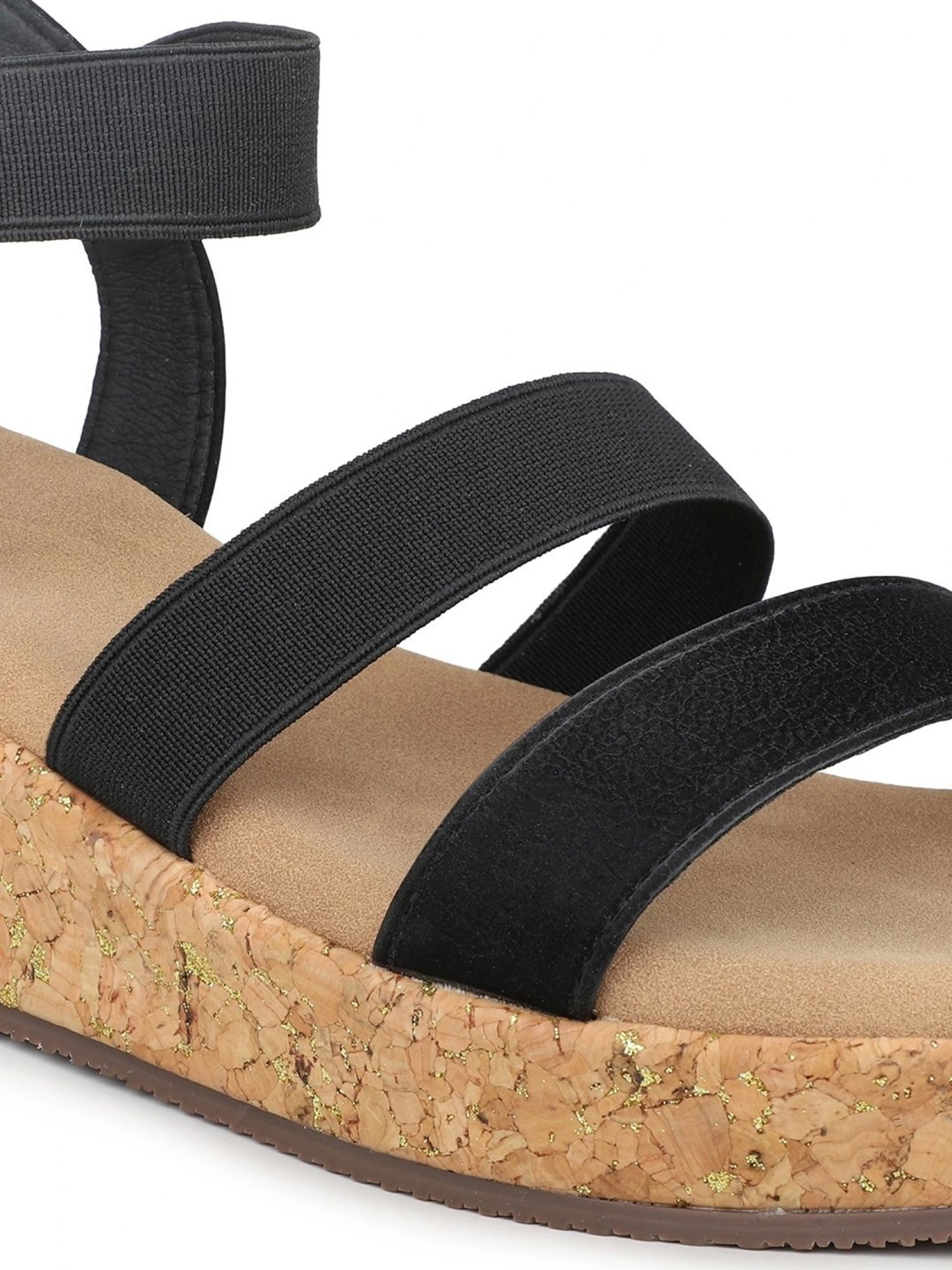 Inc.5 Women's Black Ankle Strap Wedges