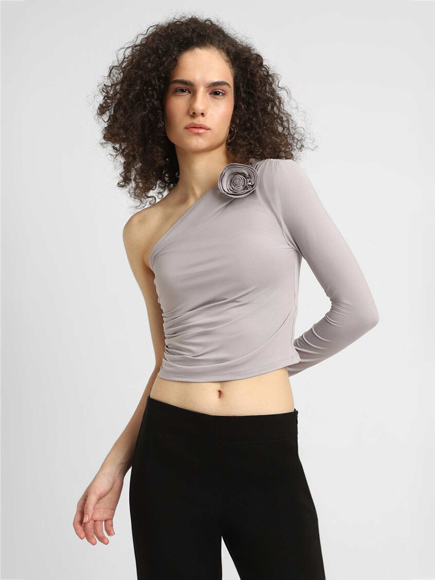 Forever 21 Grey Slim Fit Crop Top
