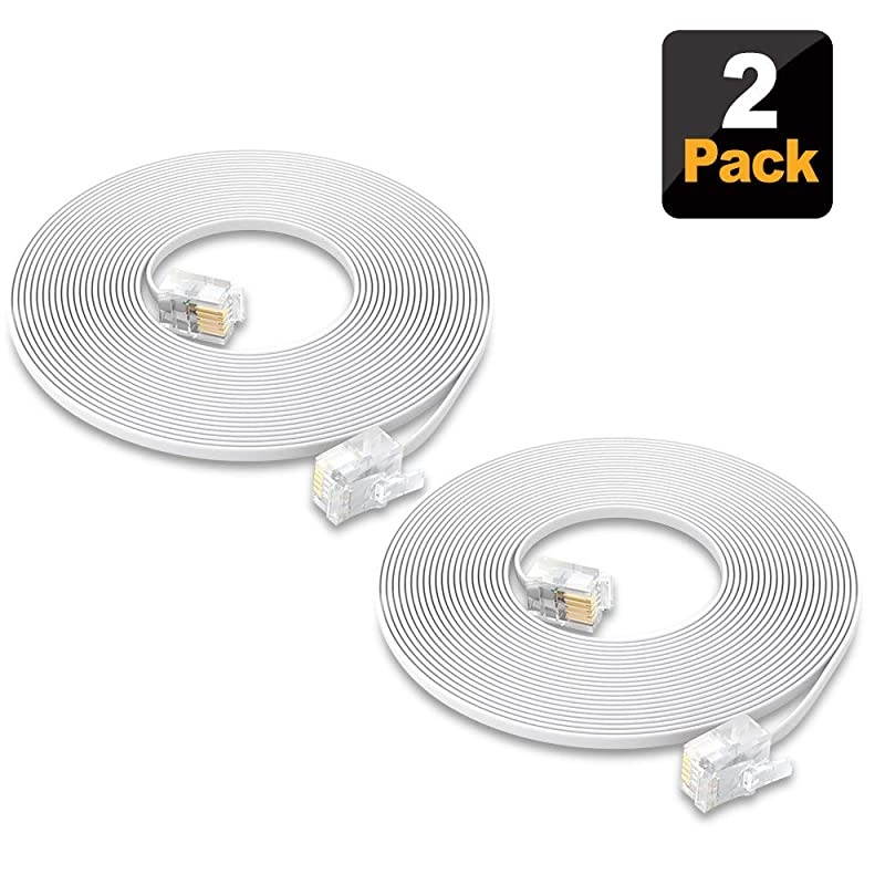 2 Pack 6M 20ft Phone Telephone Extension Cord Cable Line Wire with Standard RJ11 6P4C Plugs for Landline Telephone White