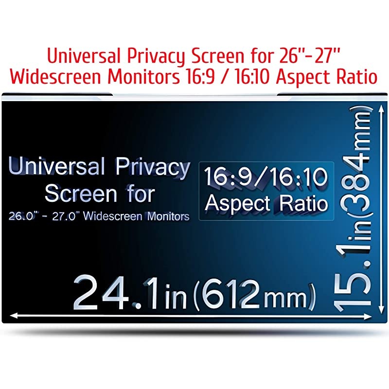 26 27 1691610 Aspect Ratio Computer Privacy Screen Filter for Widescreen Computer Monitors 241 x 151 612 x 384 mm Monitor Frame Hanging Type