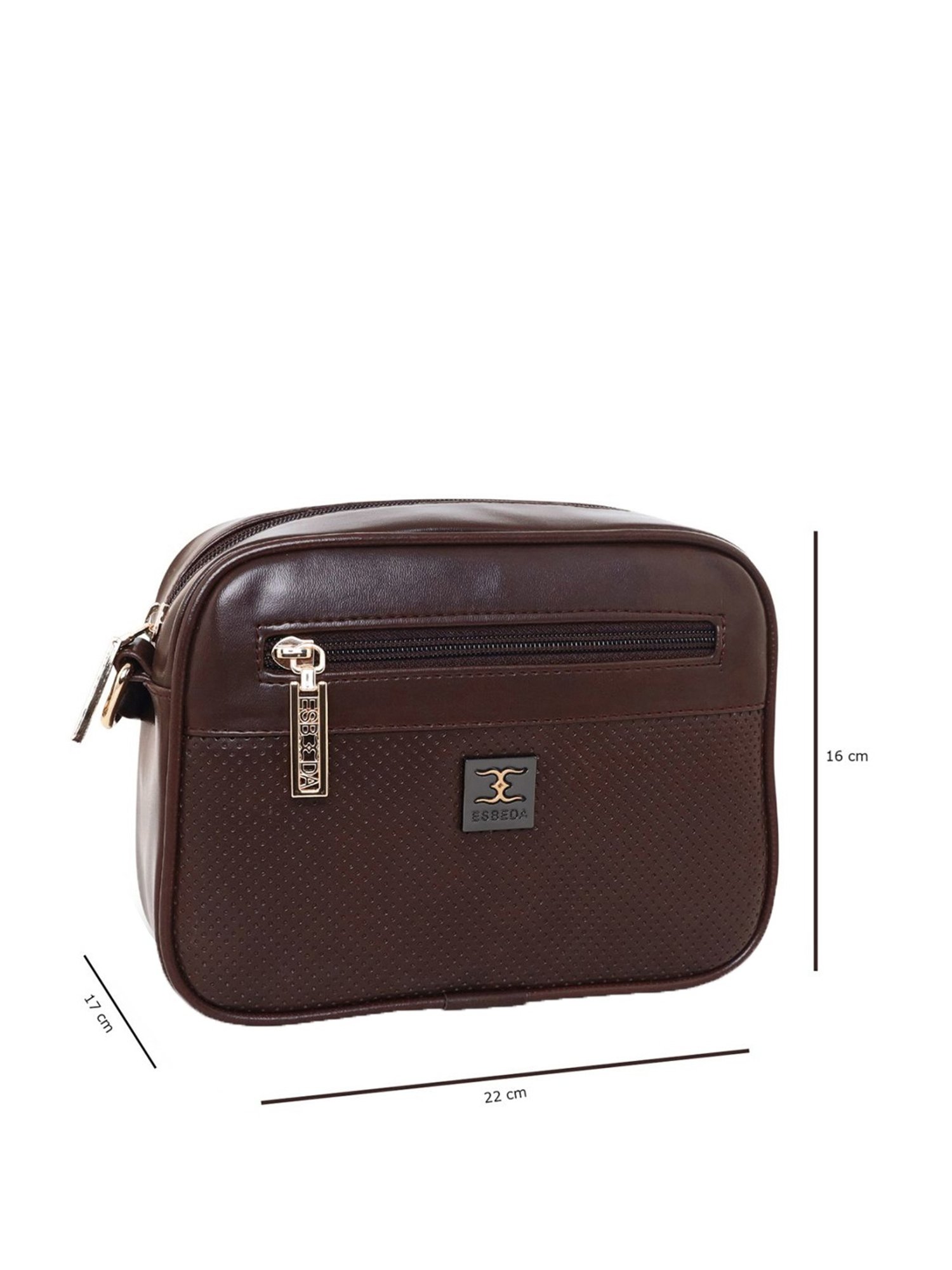 Esbeda Brown Textured Small Sling Handbag