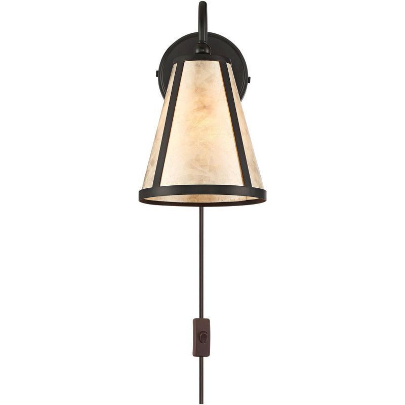 Franklin Iron Works Solano Mica Shade Plug-In Wall Lamps Set of 2