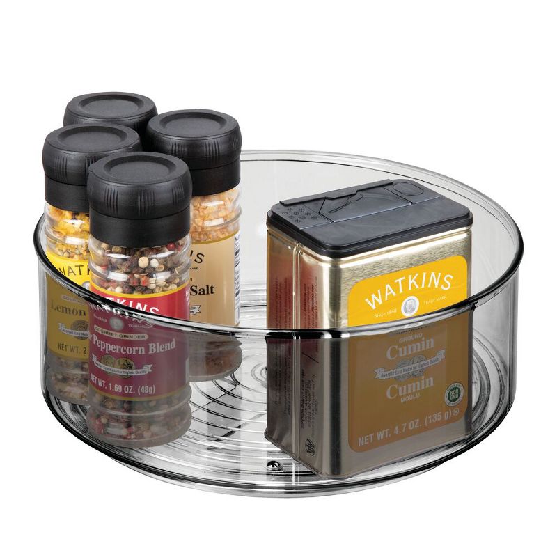 mDesign Plastic Round Lazy Susan Rotating Storage Turntable, 2 Pack - Smoke Gray