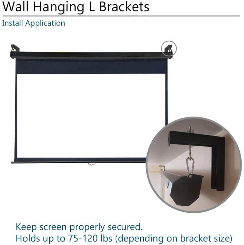 Elite Screens 6llll Black Universal Projector Screen L-Brackets, Single Meta...