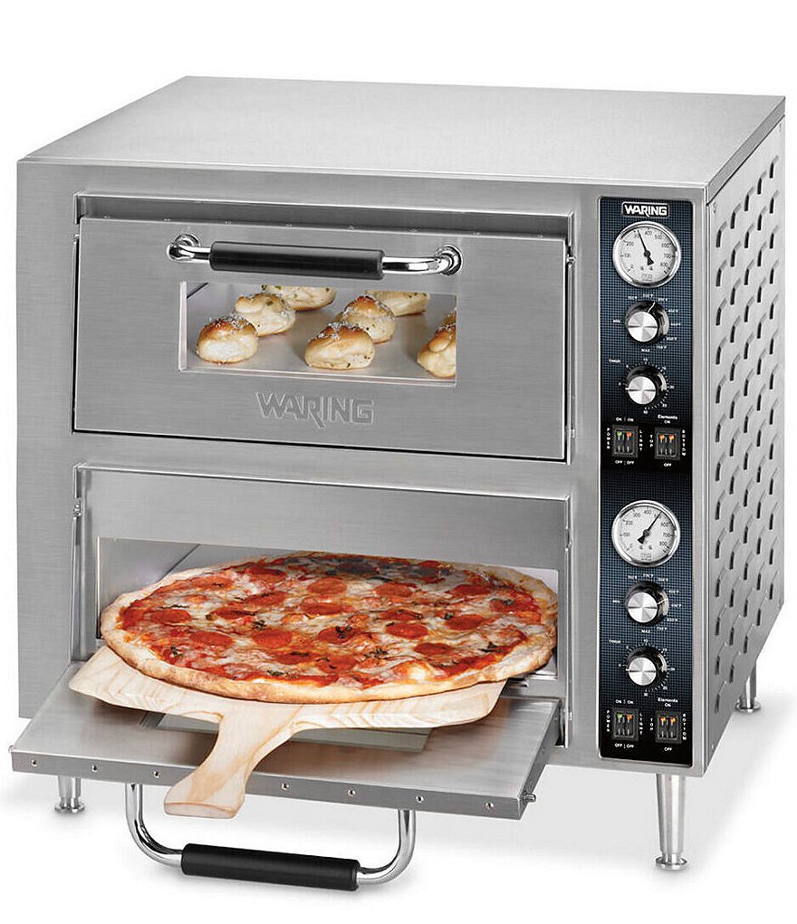 Waring Commercial Heavy-Duty Double-Deck Countertop Electric Pizza Oven - Dual Chambers