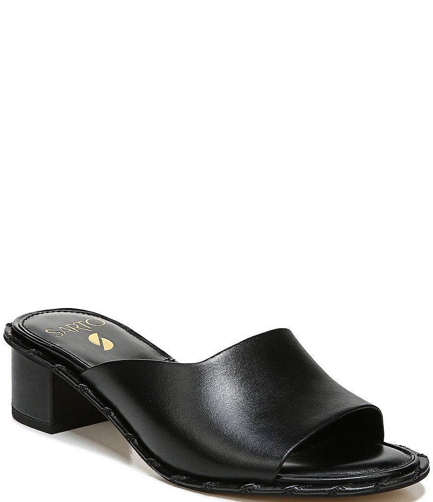 Sarto by Franco Sarto Alden Leather Block Heel Slides
