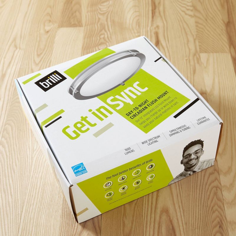 13" LED Circadian Wellness Flush Mount Ceiling Light White - Brilli