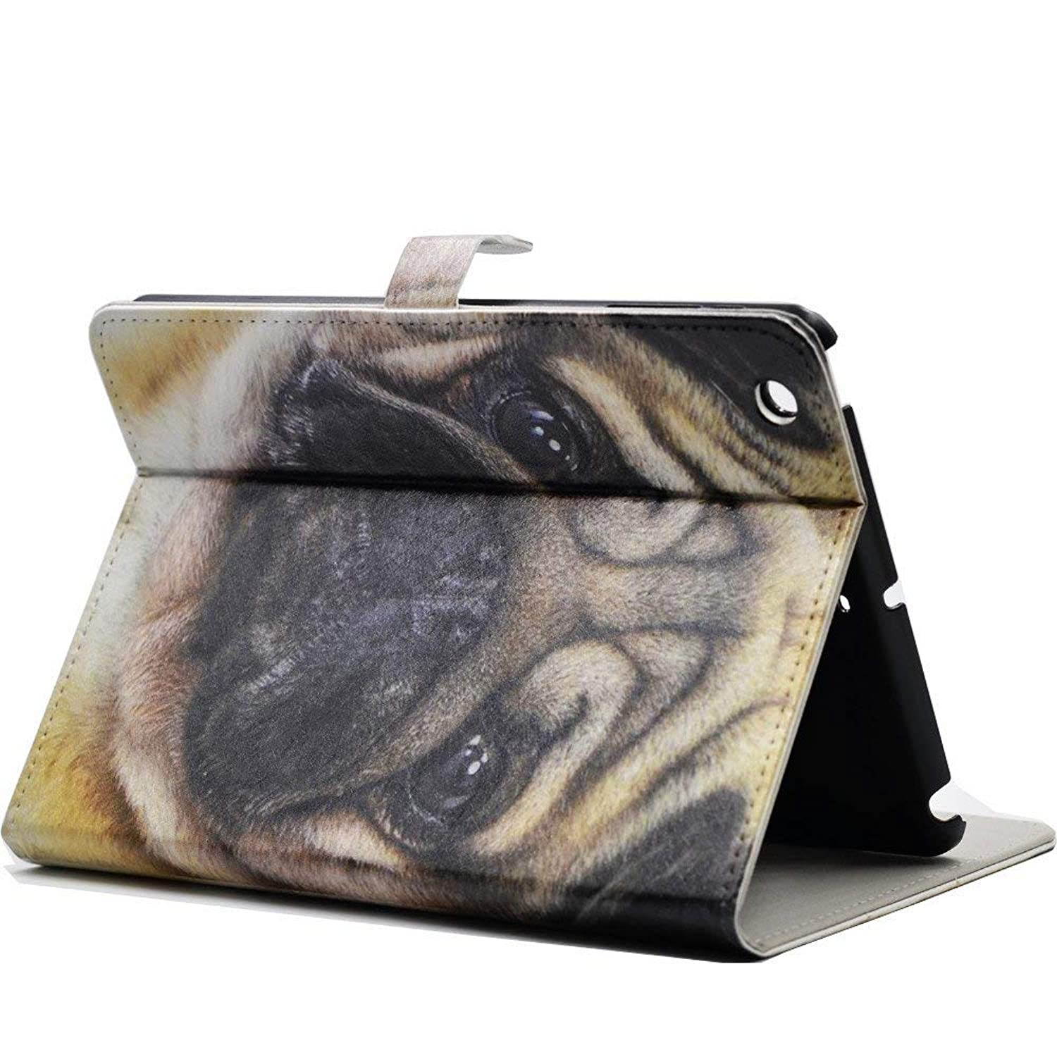 iPad Mini 5 Case 2019,Cute Pug Dog Face Pattern Leather Flip Stand Case Cover for Apple iPad Mini 5th Gen,iPad Mini 4 7.9-inch