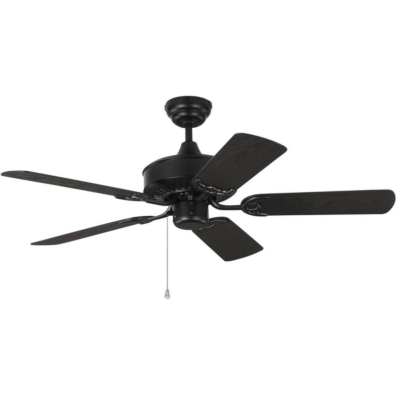 44" Monte Carlo Haven Outdoor Matte Black Pull Chain Ceiling Fan