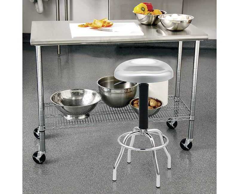 Metallic Contoured Pneumatic Stainless Steel Adjustable Height Barstool Silver - Seville Classics