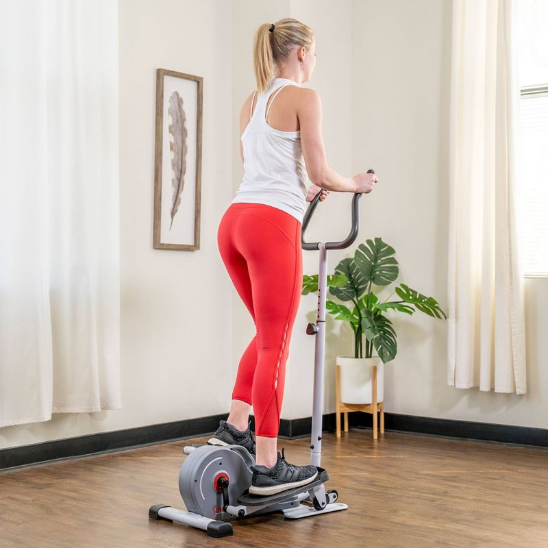 Sunny Health & Fitness Magnetic Standing Elliptical Machine with Handlebars