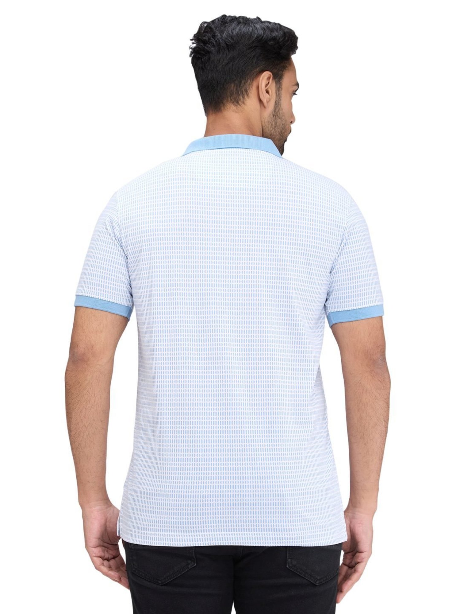 Park Avenue Blue Slim Fit Printed Polo T-Shirt