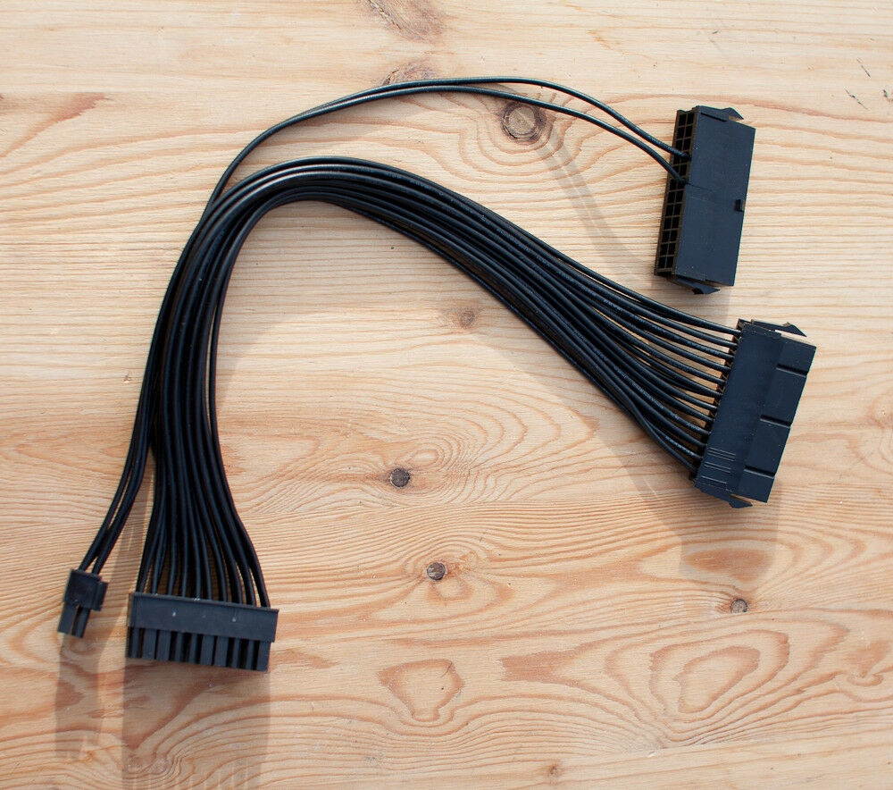24 Pin 20+4 Dual Multiple PSU Power Supply Splitter Adapter 30 cm 18AWG USA FAST