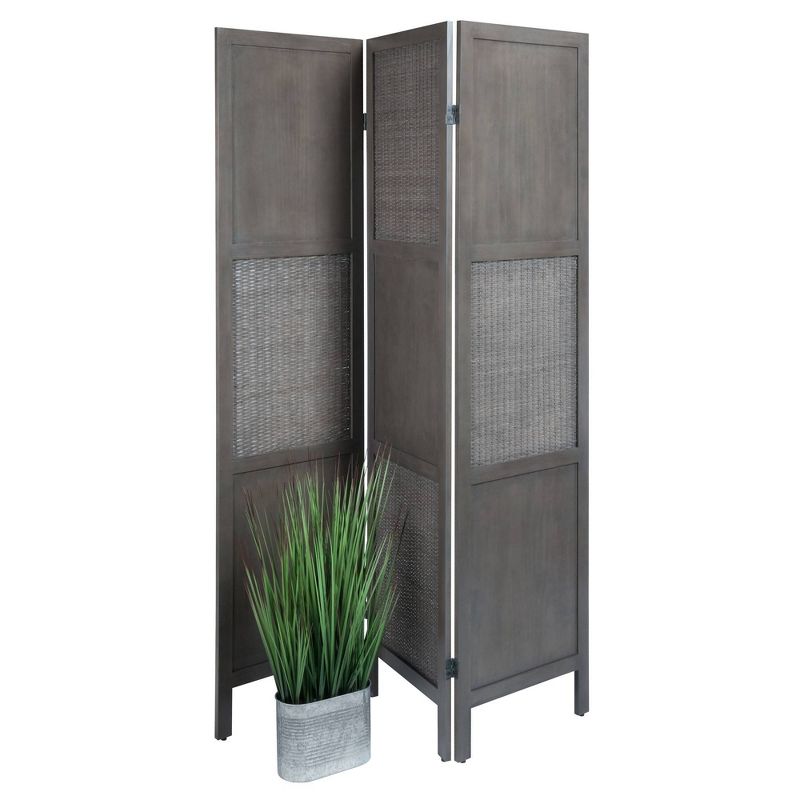 Ramie Folding Screen Gray - Winsome