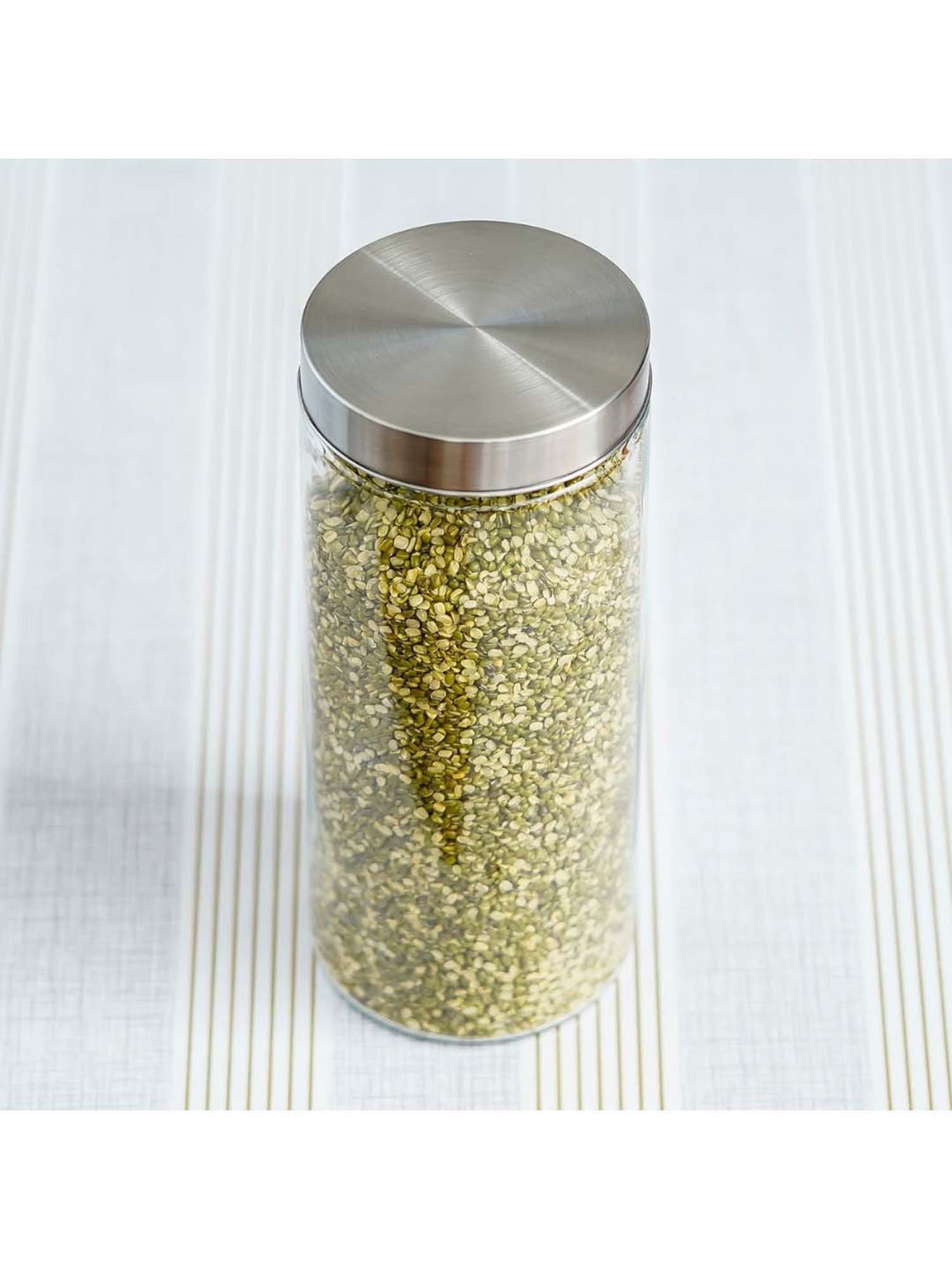 Femora Cylinder Transparent Glass Storage Jars (2200 ml) - Set of 4