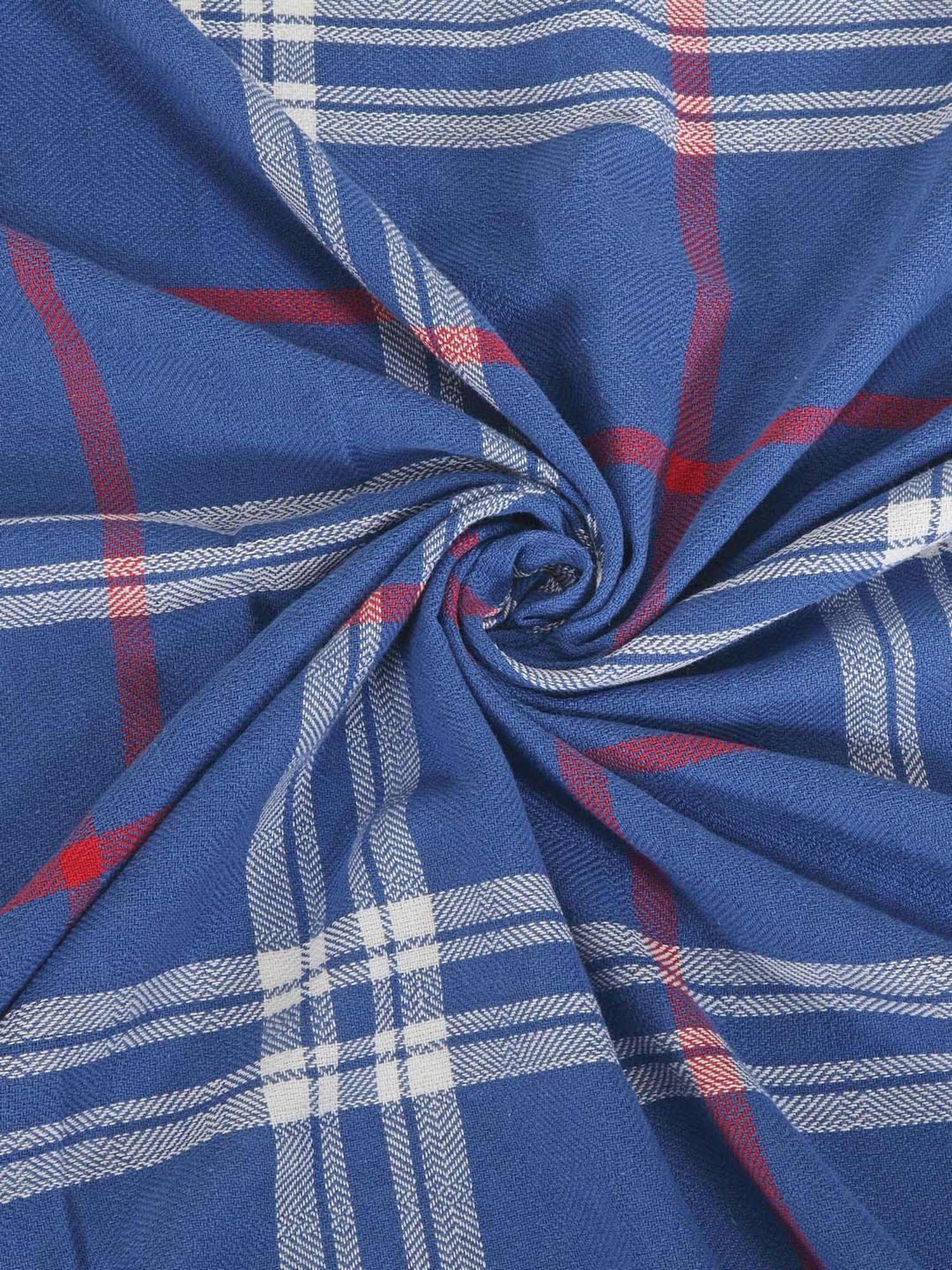 Swayam Cream & Blue Printed Faux Silk Door Curtains - Set of 2