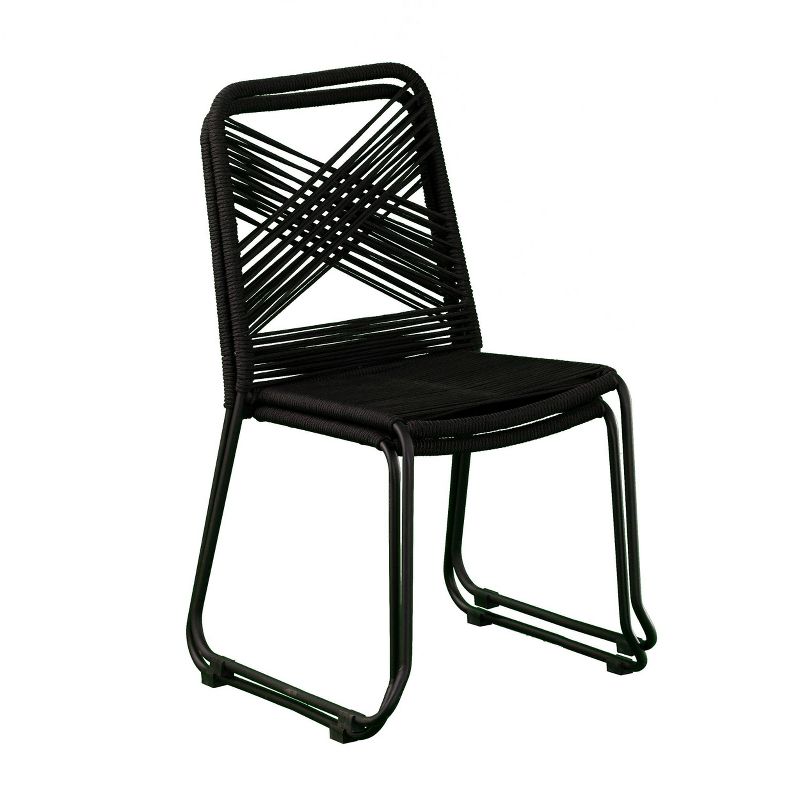 Padko 2pk Outdoor Patio Rope Accent Chair Black - Holly & Martin