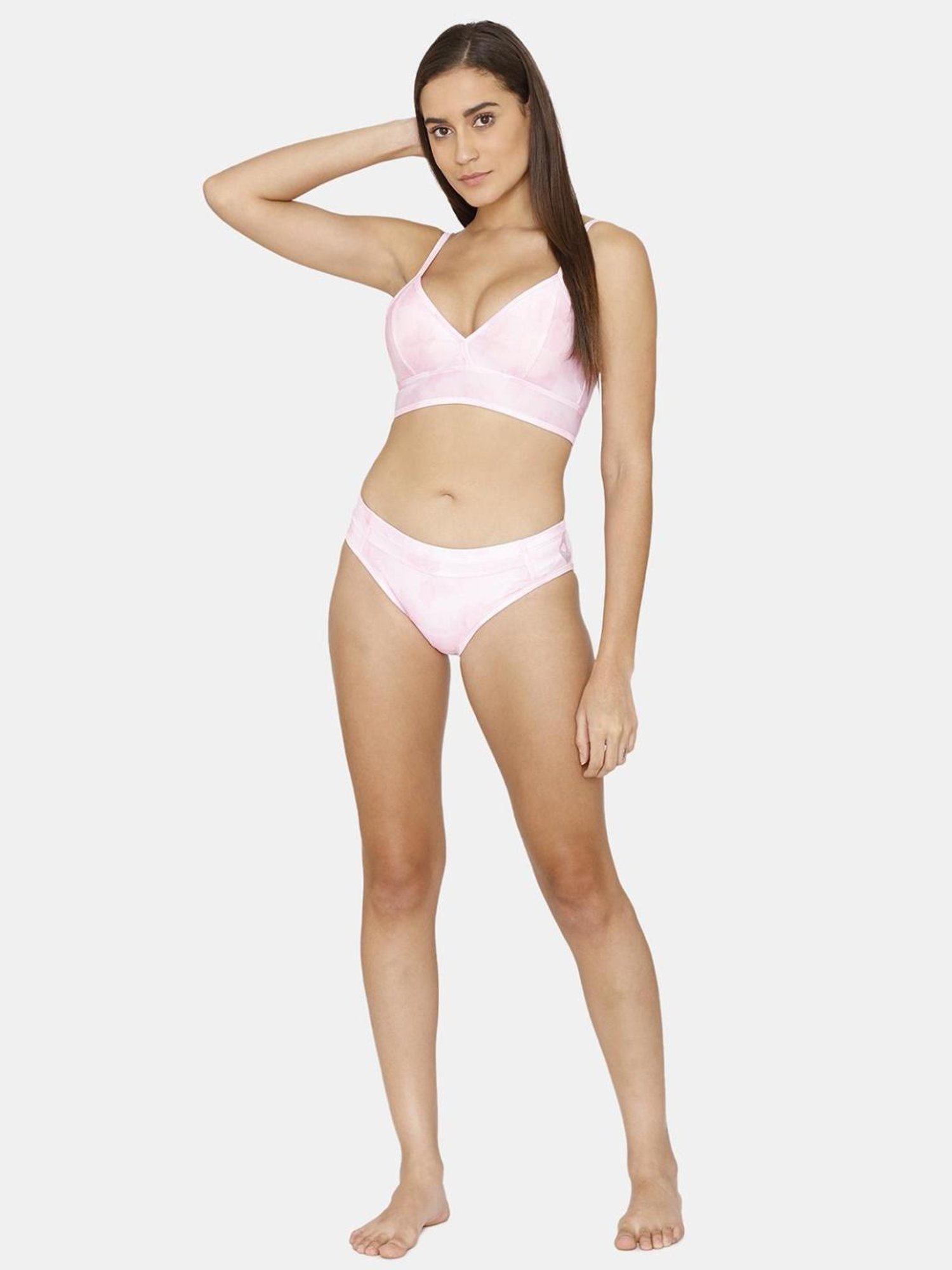 Zelocity by Zivame Light Pink Abstract Print Bikini Set