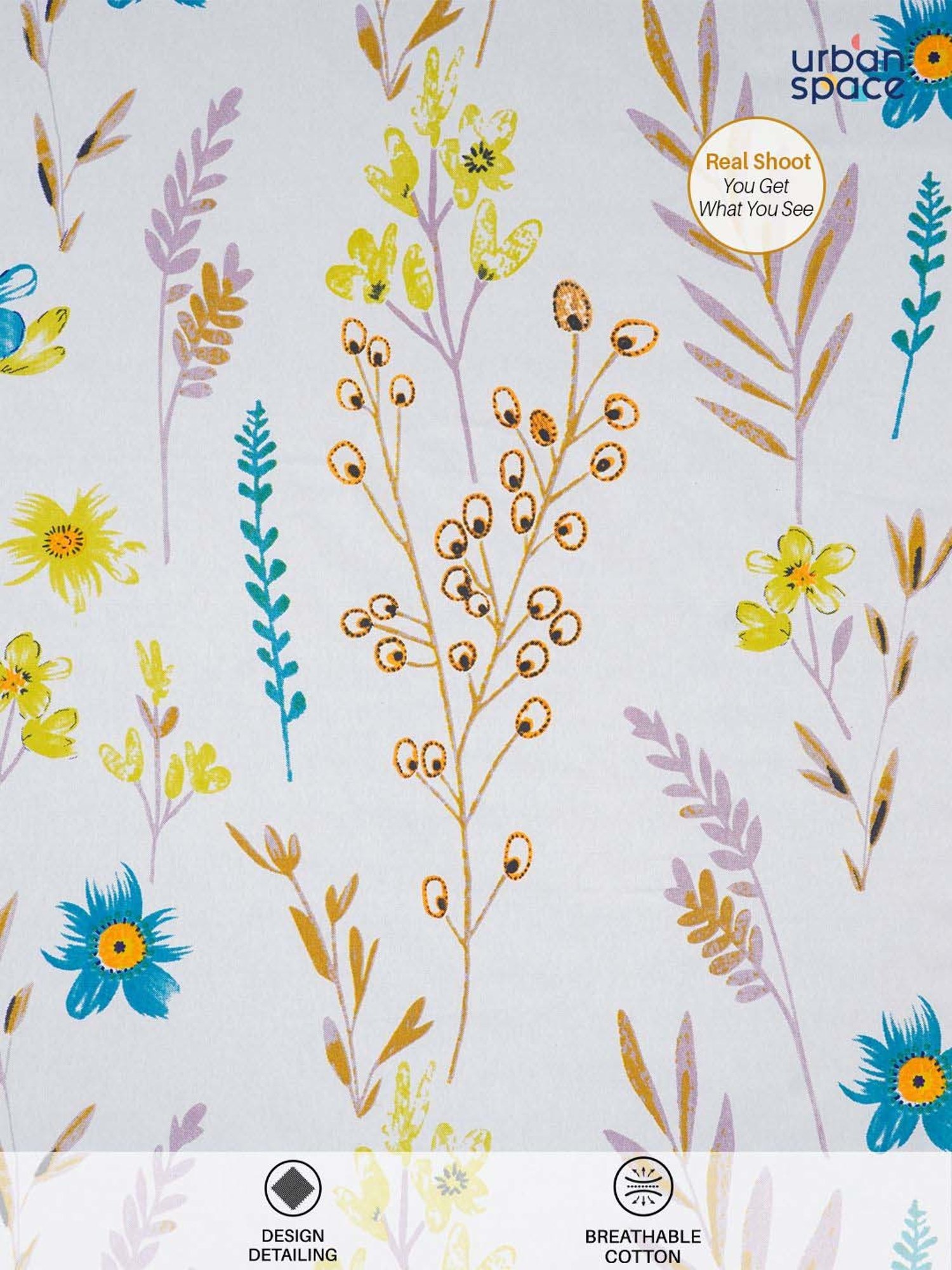 House This Juniper Blue Cotton 600 TC Double Size Bedsheet With Pillow Covers