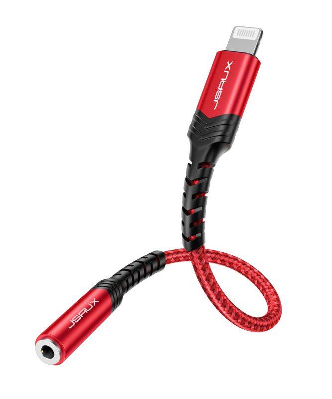 JSAUX for Lightning to 3.5mm Jack Cable Adapter Headphone Audio Music Play for iPhone 12 X 7 8 Plus Aux Cable Splitter