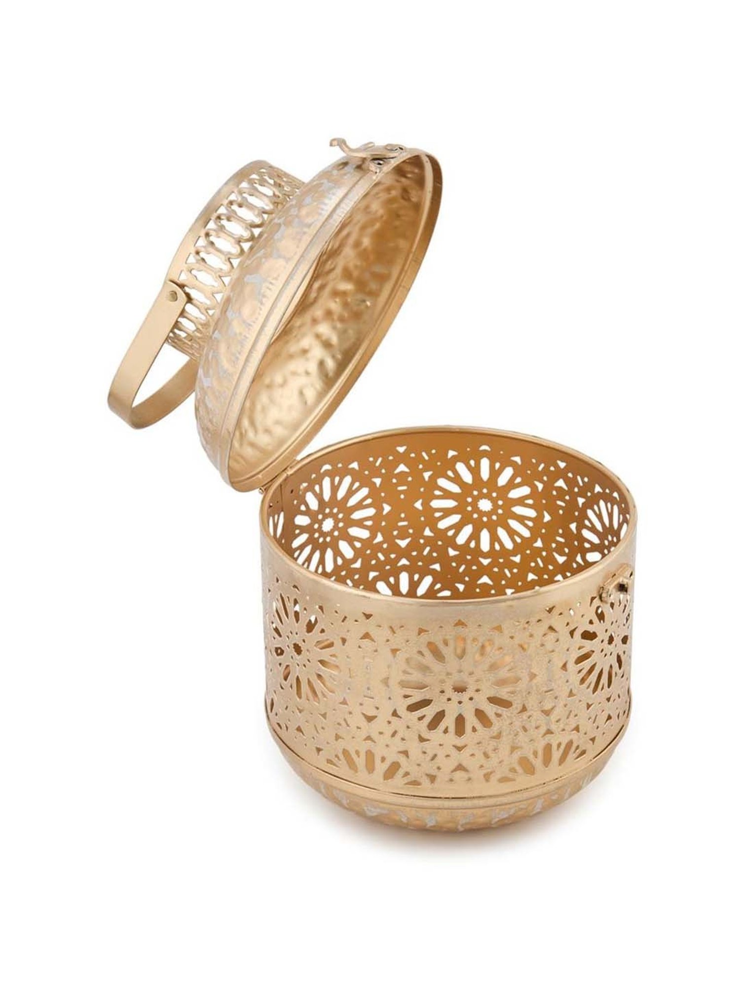 Fabindia Home Gold Metal Cutwork Nira Hanging Lantern