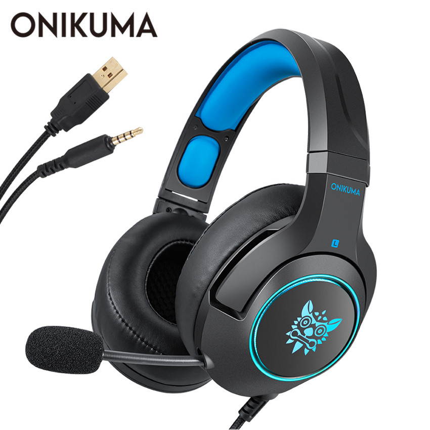 ONIKUMA K9 Gaming Headset for Laptop/ PS4/Xbox One Controller casque PC Stereo Earphones Headphone with Microphone LED Light