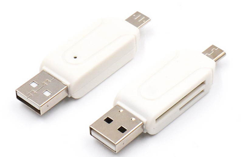 2 in 1 USB OTG TF SD Flash Memory Micro Card Reader Adapter Micro USB Charging Cable For Android Phones and Tablet PC (Black)