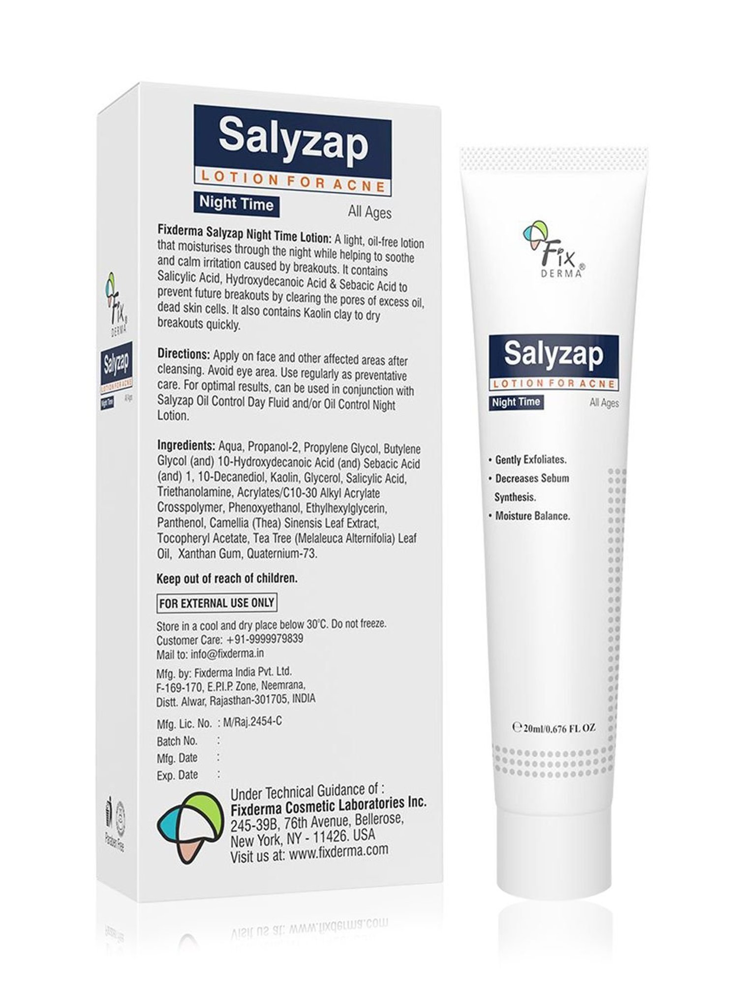 Fixderma Salyzap Lotion Night Time Helps In Moisture Balance Gentle Exfoliates - 20 ml