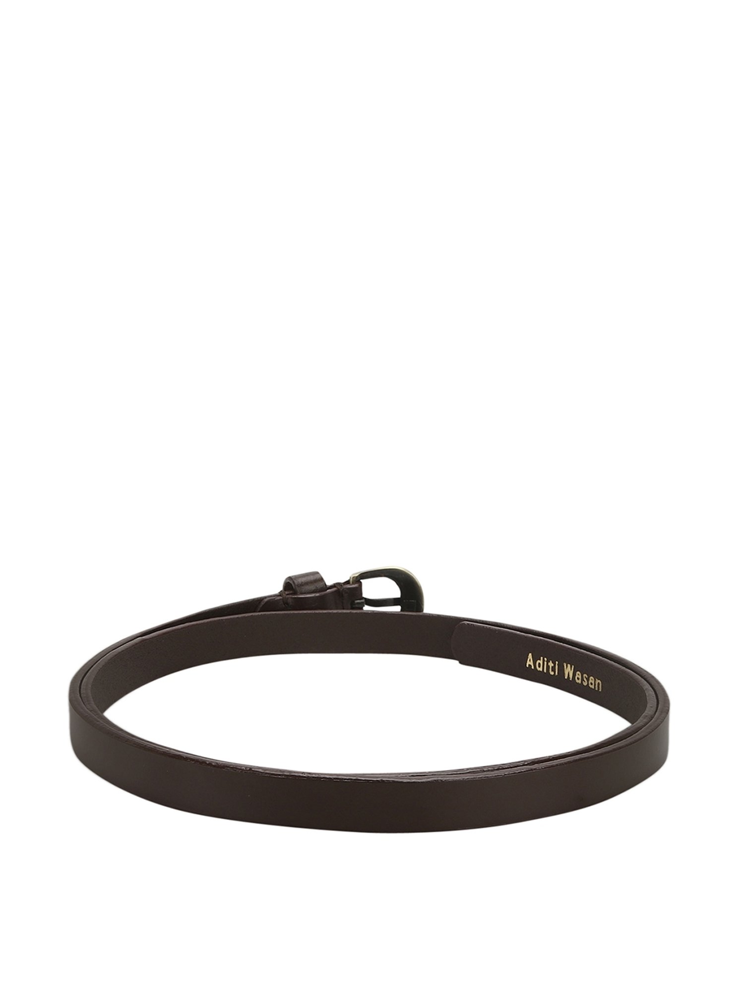Aditi Wasan Brown Leather Narrow Belt for Women