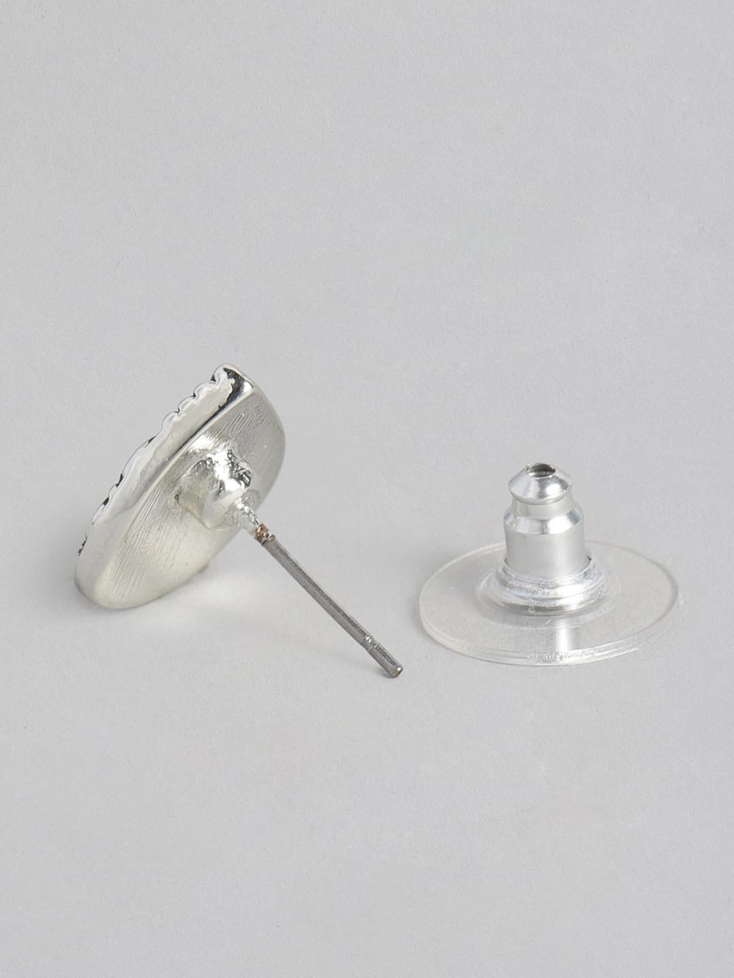 Estele Rhodium-Plated Oxidized Afghani Tribal Stud Earrings for Women