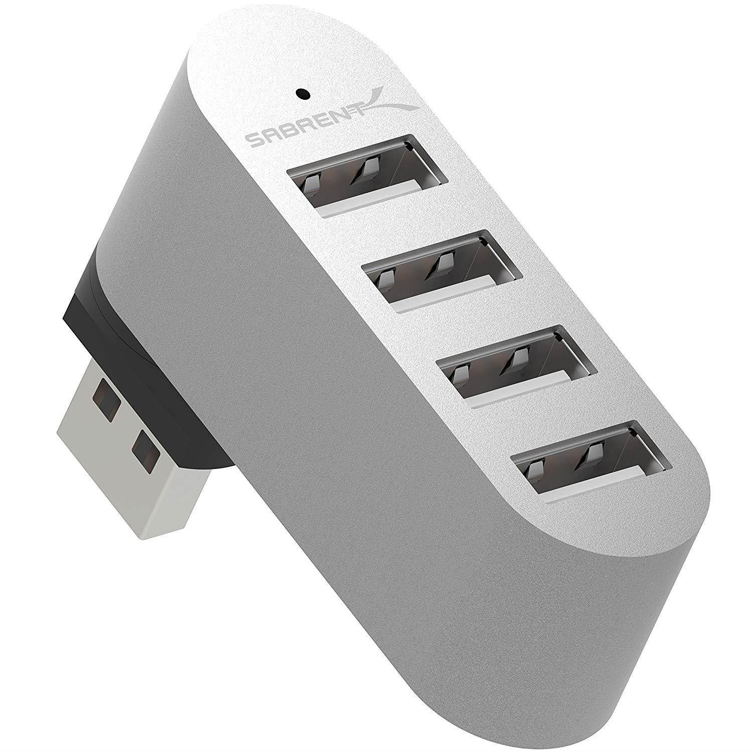Sabrent Premium 4 Port Aluminum Mini USB 2.0 Hub [90&deg;/180&deg; Degree Rotatable] (HB-UMMC)