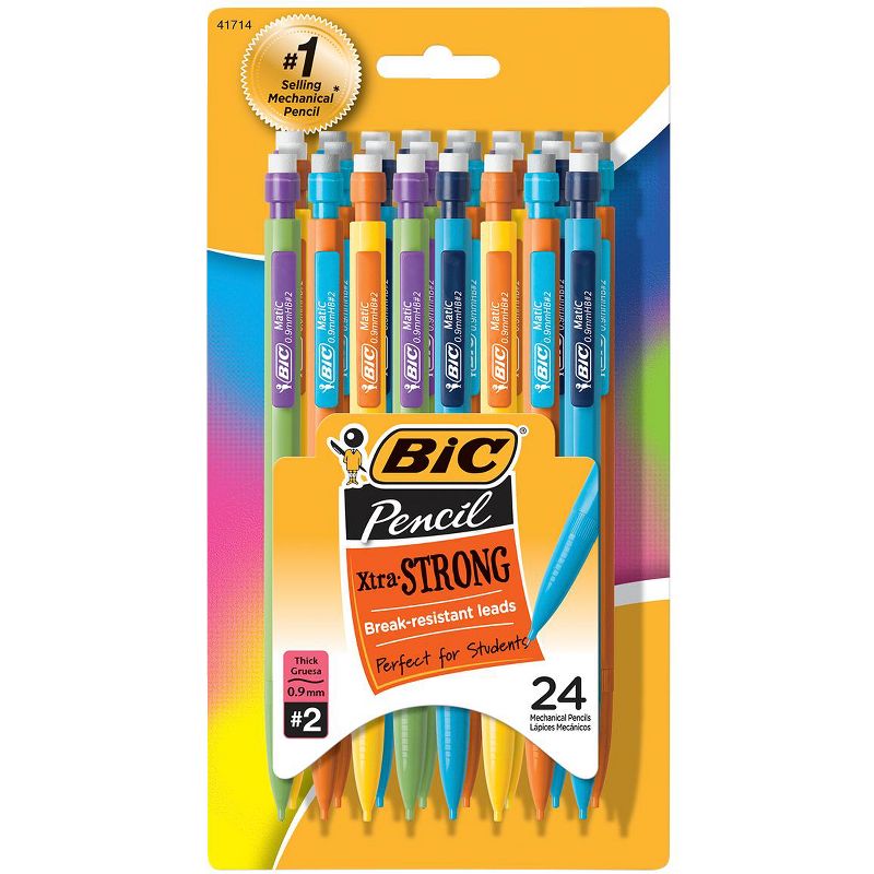 BIC Xtra Strong Mechanical Pencil, 0.9 mm, Assorted Color Barrels, pk of 24