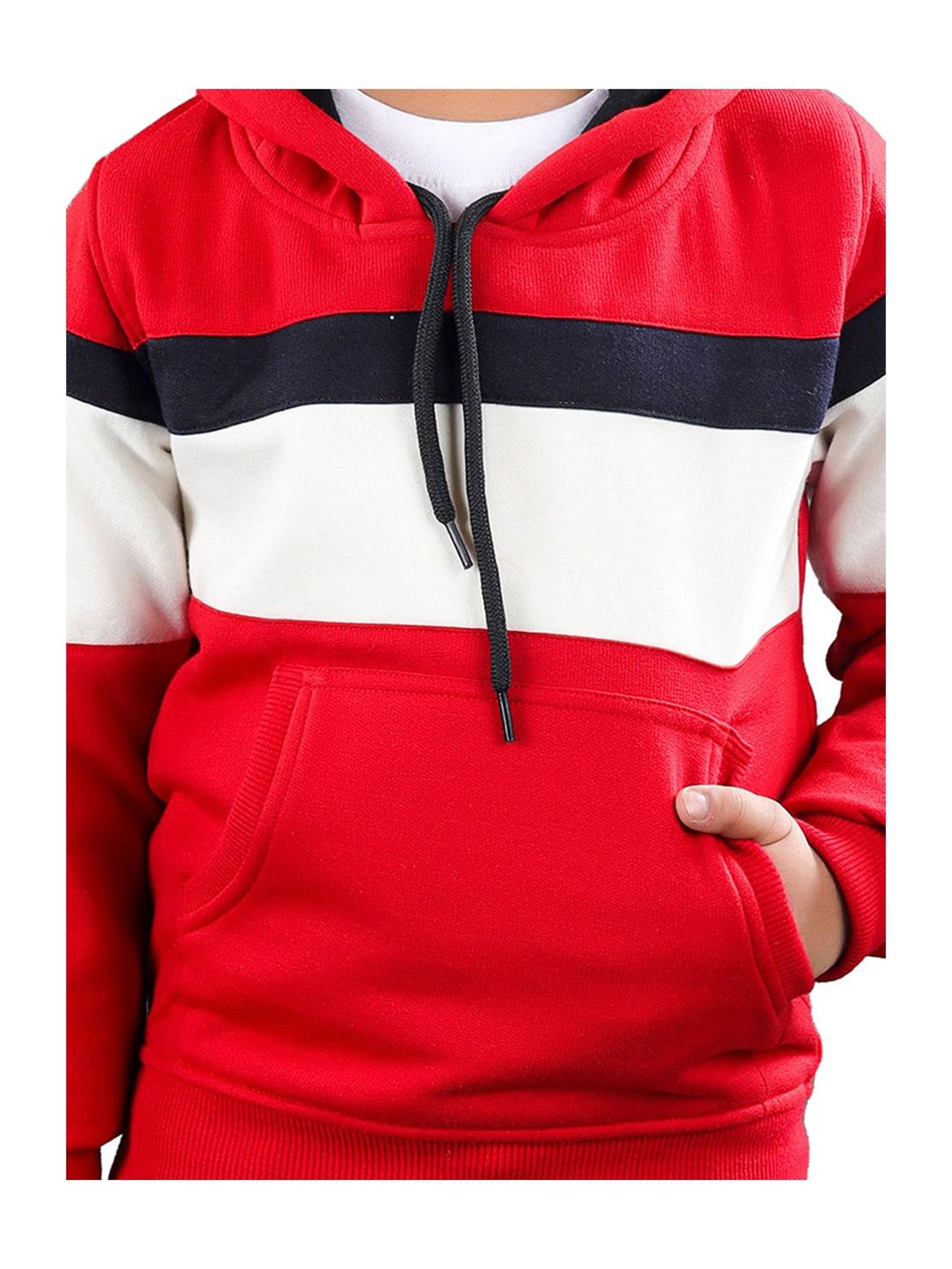 Ahhaaaa Kids Red Solid Hoodie