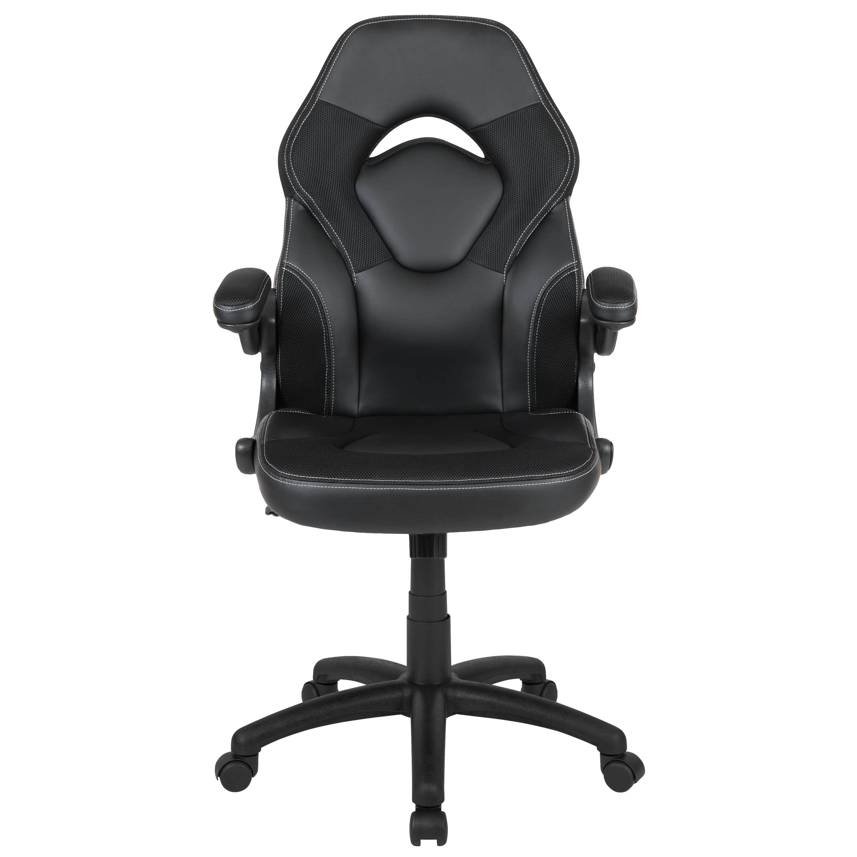 Flash Furniture X10 Gaming Chair Racing Office Adjustable Swivel Chair with Flip-up Arms - Black LeatherSoft
