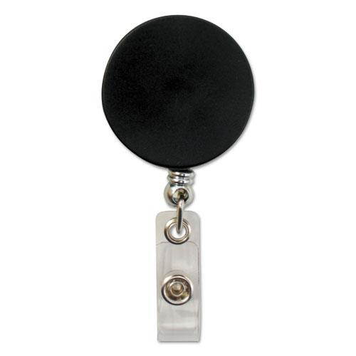Baumgartens Large ID Badge Reel Hvy-Duty Cord/Clip 30" Black/Chrome 68814