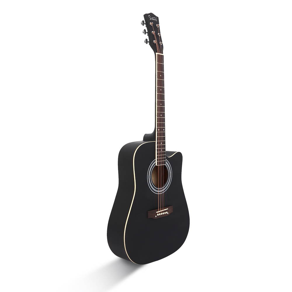 New 41" Full Size Adult 6 Strings Cutaway Folk Acoustic Guitar Black