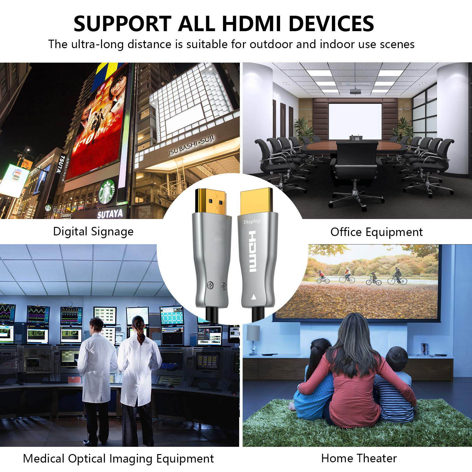 LUOM Fiber HDMI Cable 4K60HZ HDR 1M/2M/3M/5M/10/20/30/50M Light Speed HDMI2.0b Cable, Supports 18.2 Gbps, ARC, HDR, HDCP2.2, 4:4:4/4:2:2/4:2:0, Ultra Slim and Flexible HDMI Optic Cable with, 2M/6.5ft