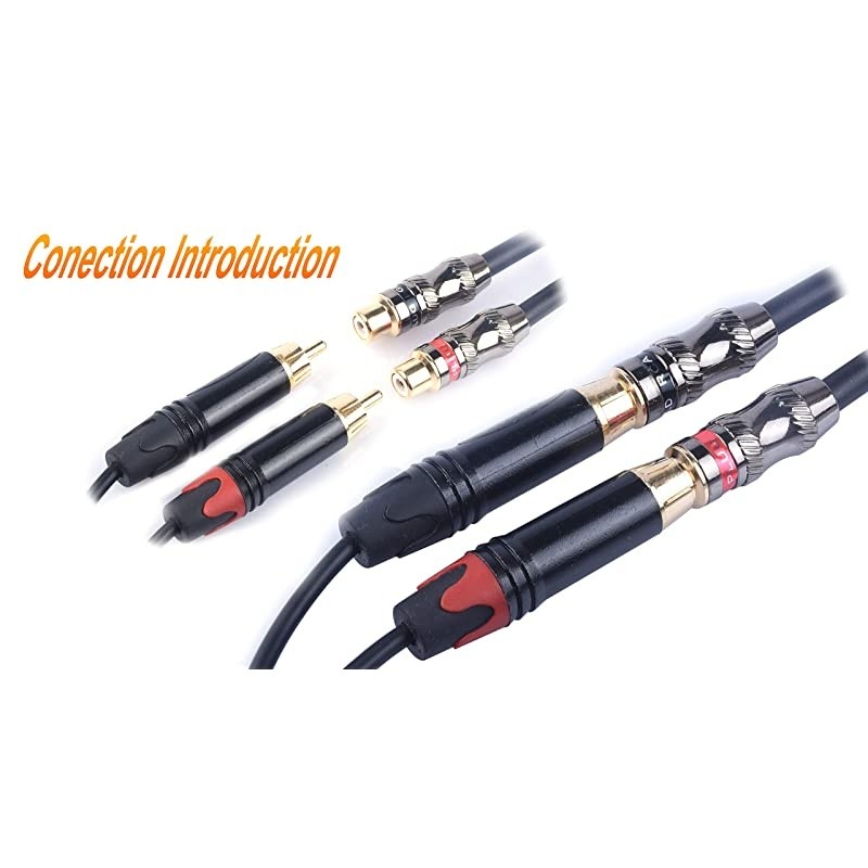 14 to 2 RCA Female Y Cable 635mm Male Stereo to Dual Phono Female Audio Adapter Quarter inch TRS to 2 RCA Adapter Splitter Cord Connector convertor 1FT 03M