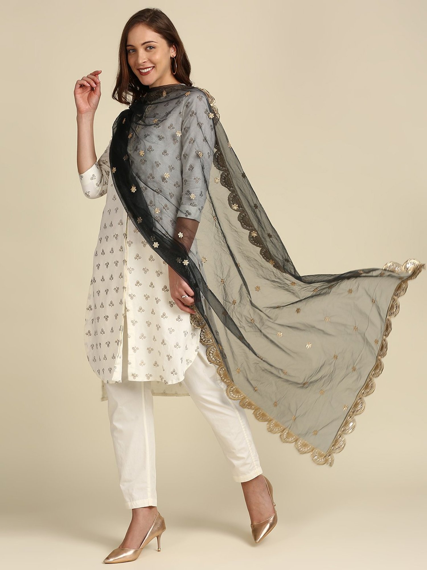 Dupatta Bazaar Black Zari Work Dupatta